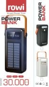 30000 mAh Güneş Enerjili Dahili Kablolu Rowi Powerbank