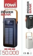 50000 mAh Güneş Enerjili Dahili Kablolu Rowi Powerbank